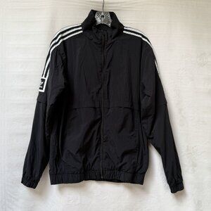Adidas Jacket Mens Small Black Full Zip Track 3 Stripe Soccer Athletic Outdoor